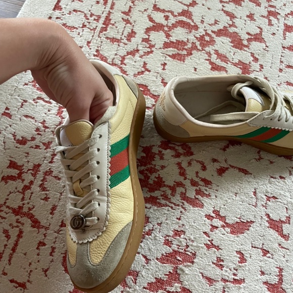 Gucci- web leather & suede Sneakers - Picture 5 of 6
